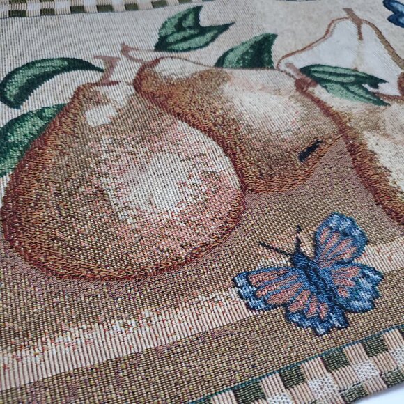 Vintage Farmhouse Dining Table Tapestry Placemats 4pc Set Pears & Butterflies - Picture 3 of 6